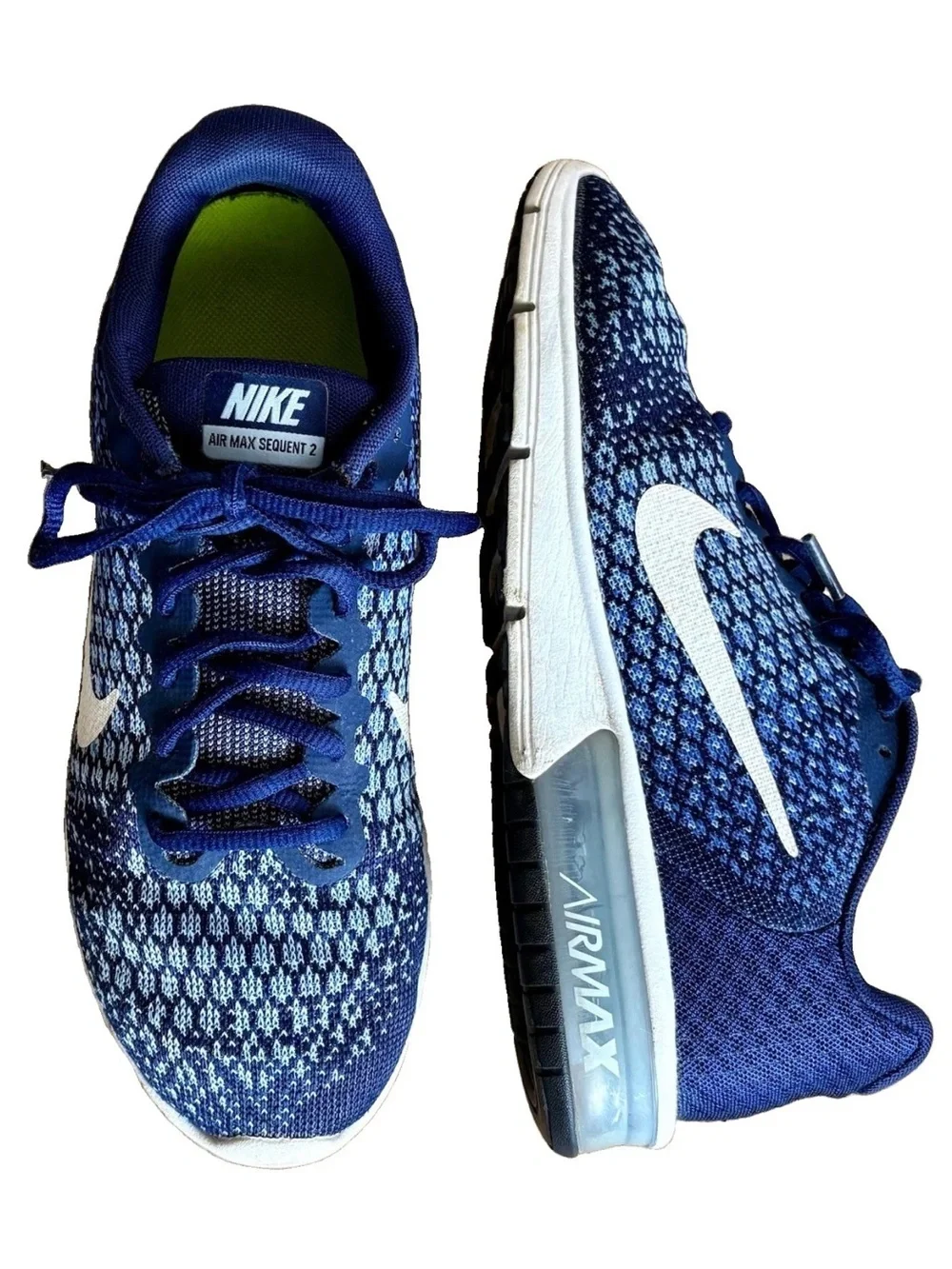 NIKE AIR MAX SEQUENT 2 Running Shoe Blue White Knit Casual 852465-401 WMNS 8.5 - Picture 12 of 16